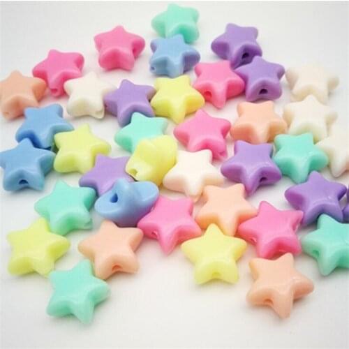 50pcs 11mm Acrylic Loose Beads Star Shape Spring Color Beads For Jewelry Making DIY Bracelet Necklace Findings Accessories