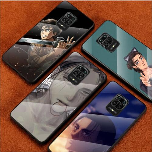 Attack on Titan Eren Jaeger For Xiaomi Redmi Note 10 10S 9T 9S 9 8T 8 7 Phone Case Tempered Glass Hot New Shell Luxury Cove