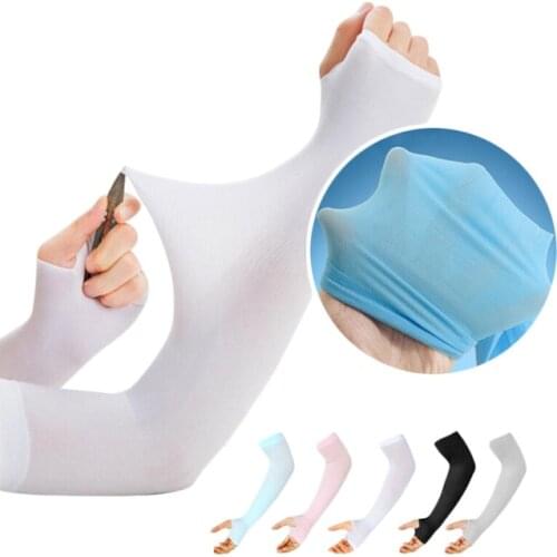 Long Gloves Sun UV Protection Hand Protector Cover Arm Sleeves Ice Silk Sunscreen Sleeves Outdoor Arm Warmer Half Finger Sleeves