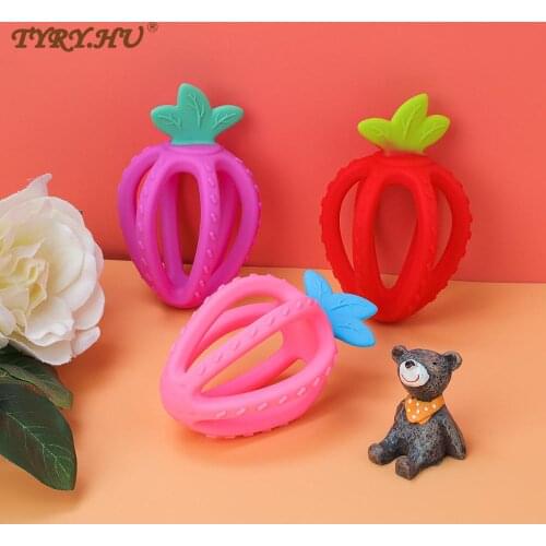 High Quality Silicone Cartoon Fruit Toddler Molar Teether Pain Tool Kids Teething Baby Gift Natural Stop Sucking Thumb Toy