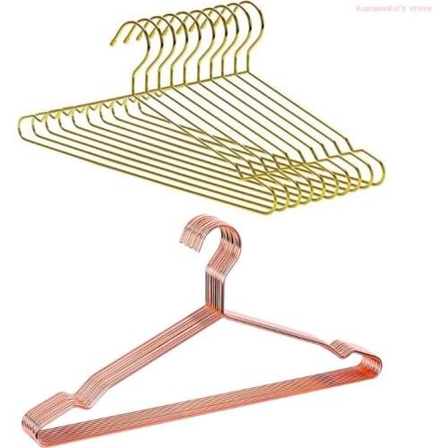 HX6D 10 Pcs Heavy Duty Metal Hangers with Notches Clothes Coat Suit Shirt Organizer Space Saving Wardrobe Clothing Rack