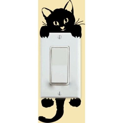 1PC Cute Cat Wall Stickers Light Switch Decor Art Mural Living Room Coffee Shop Decor Anti-fouling PVC Wallpaper Home Decoration