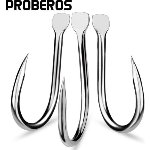 PROBEROS 50Pcs Barbed Fishing Hooks1/0-5/0# Flatted Single Fishhooks High Carbon Steel Carp Hooks Set Accessories Tool Tackle