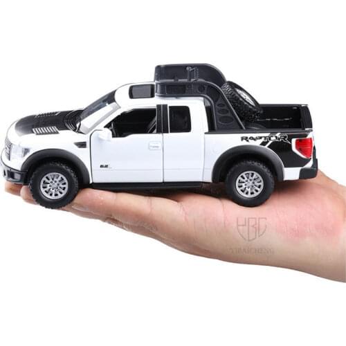 1:32 Diecast Ford Raptors F150 Alloy Car Model Toy Pull Back Flash Music Metal InertiaTrucks Model Classic American Car For Boys
