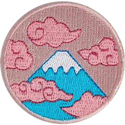 Cute Fuji-San Japanese Inspired Embroidery Patch Iron on Patches for Clothes Hats Bags Pink Fuji-San Cartoon Badges DIY