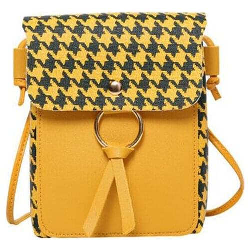 Fashion Brand Ladies Leather Crossbody Bag Tassel Lattice Magnetic Button Bag Women Purse Cell Phone Bag Shoulder Bag For Women