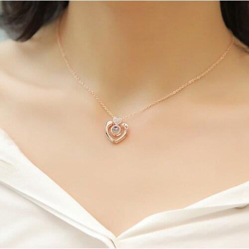 Fashion Subloom-100 Languages I Love You Pendant Necklace Heart Jewelry Gift Valentines Day Gift