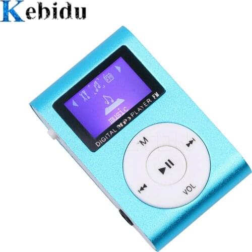 Kebidu Music Play LCD Screen Metal Mini Clip MP3 Player with Micro TF/SD Slot with Earphone USB Cable Portable MP3 Music Players