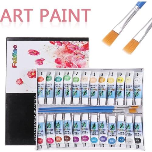 24 Colors Paint Tube Gouache Drawing Painting Tool Pigment Set With 2 Brushes For Artist Student Painting Set Art Supplies