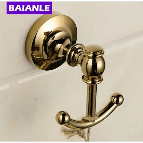Bathroom Robe Hook Wall Mount Double Screw Zinc Alloy Towel Hook Holder Bathroom Accessories Clothes Hook