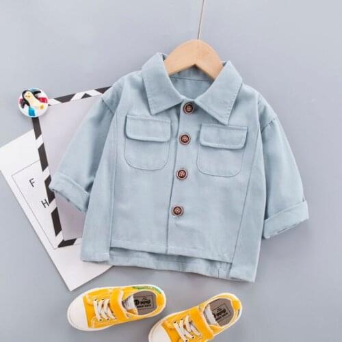 2021 New Spring Autumn Fashion Baby Clothes Boys Girls Cotton Solid Work Coat Causal Jacket Infant Kids Top Outwear 0-5 Years