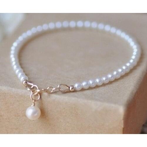 New Favorite Pearl 925 Sterling Silver Fashion Bracelet Natural AAA 3-4MM White Potato Shape Freshwater Pearl Jewelry Women Gift