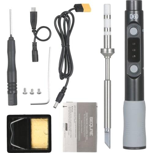 SEQURE SQ-D60A Type C Soldering Iron 60W Adjustable Temperature LED Auto-Sleep with Soldering Iron Tip Soldering Iron Stand