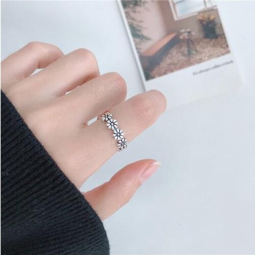 S925 Silver Rings For Women Opening Adjustable Flowers Crown Plum Simple Retro Finger Girl Charms Fashion Present Jewelry INEFFA