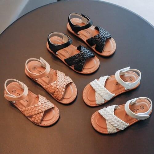 Fashion Sweet Girls Princess Shoes Sandals 2021 Summer Kids Children Braided Baby Anti-Slip Open Toe Shoes Zapatos S12085