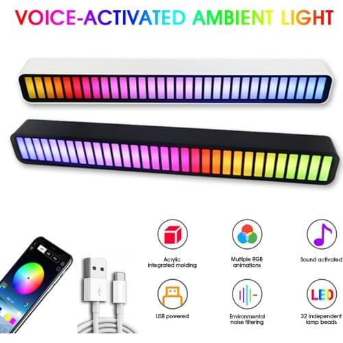 Pickup Rhythm Light USB LED Strip Light Sound Control Music Atmosphere Light RGB Colorful Tube Car Atmosphere Ambient Light