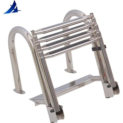 Stainless Steel Telescoping 4 Step Boat Ladder Pool Swim Upper Platform Dock Swimming Ladder