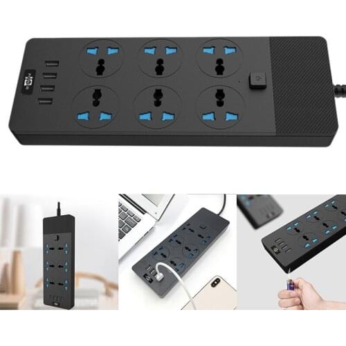 Power Strip with USB- Extension Cord with 6 Outlets 4 USB Charger Desktop Charging Station for Home Office Dorm