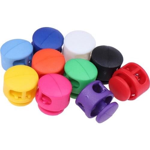 10pcs Multi Colors Plastic Paracord Cord Lock Clamp 2 Hole Toggle Clip Stopper Shoelace Cord Buckles Bag Parts Accessoris