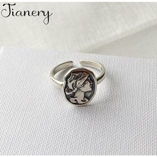 JIANERY Korean Sweet Silver Color Queen Rings For Women Punk Antique Rings Boho Statement Jewelry Anillos