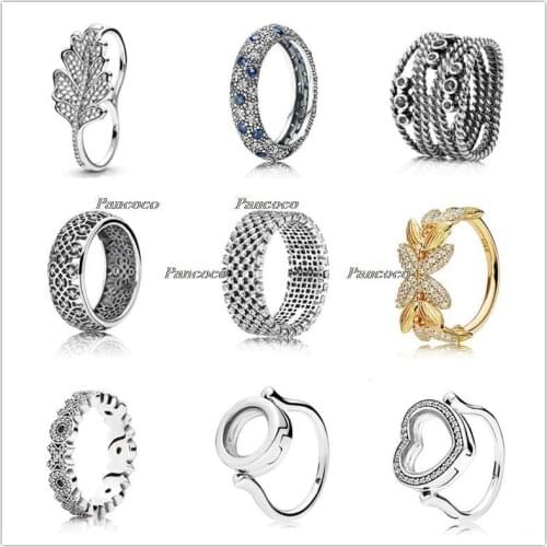 925 Sterling Silver Pave Love Heart Locket With Clear Crystal Rings For Women Wedding Party Pandora Jewelry