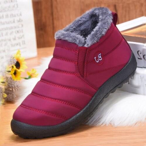 Winter Women Casual Shoes Female Lightweight Ankle Boots Waterproof Men Blue Short Plush Warm Boots Comfortable Walk Shoes 36-44