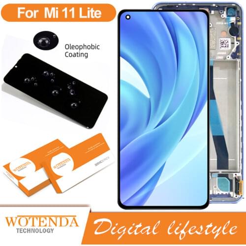 100% Original 6.55" AMOLED Display + frame for Xiaomi Mi 11 Lite 4G / 5G M2101K9AG LCD Touch Screen Digitizer Mi11 Repair Parts