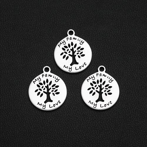 15pcs/Lot 14x17mm Antique Silver Plated Family Love Charm Tree Of Life Pendants For DIY Earring Jewelry Making Accessories Parts