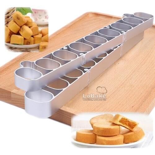 2 designs thin and thick 9 cavities oval pineapple cake pie cookie biscuit cutter aluminium alloy fondant cake mold DIY bake