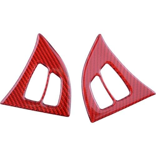2Pcs/Set Red Carbon Fiber Car Steering Wheel Button Switch Cover Trim Fit For BMW X5 X6 E70 E71 2008 2009 2010 2011 2012 2013