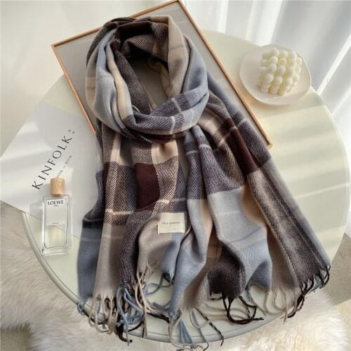 2021 Thick Warm Winter Scarf Design Print Women Cashmere Pashmina Shawl Lady Wrap Tassel Scarves Knitted Men Foulard Blanket