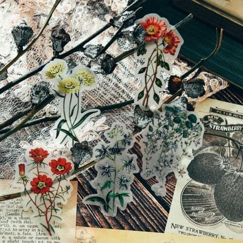 32pcs/bag vintage plant stickers DIY scrapbooking transparent sulfuric acid paper album project planner decoration stickers