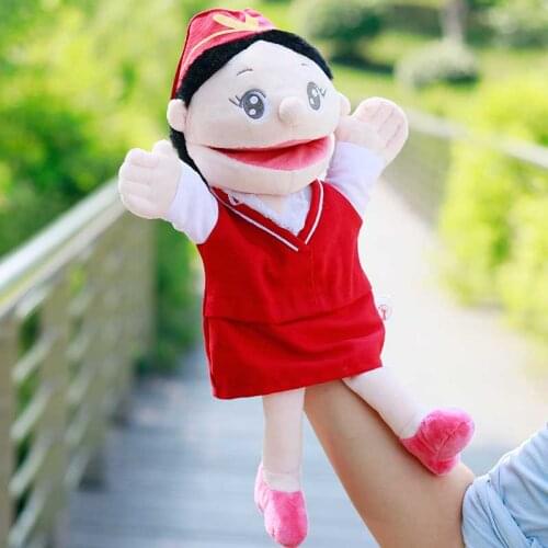 35cm family finger Flight attendant lady Hot Sales Free Shipping Family Finger Puppets Cloth Doll Baby Educational Hand Kid Gift