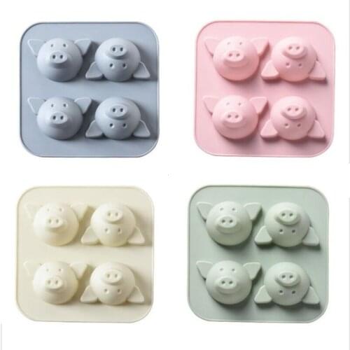 4 Hole Cute Pig Cake Mold 3D Shape Non-stick Silicone Mold DIY Baking Tool Baking Tray Hot Selling