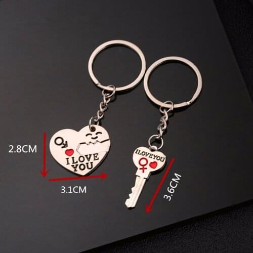 40 style Fashion Heart Key Ring Silver Color Lovers Love Key Chain Valentines Day gift 1 Pair Couple I Love You Letter Keychain