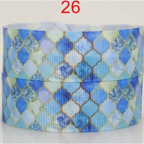 Free shipping 7/8 " 22 mm blue diamond pattern ribbon print grosgrain tape ribbon 160524-16026