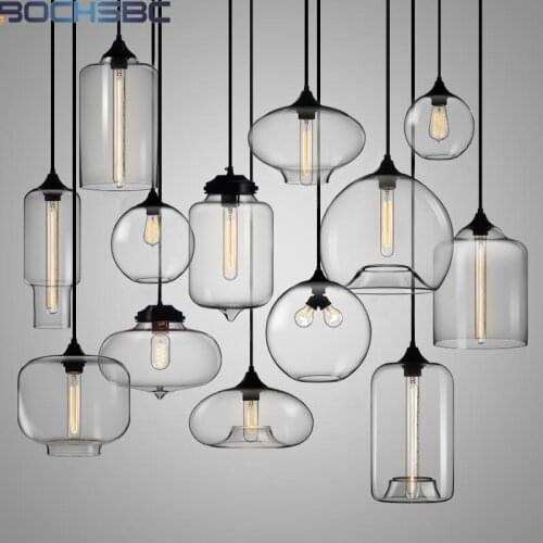 BOCHSBC Creative One Head Glass Pendant Light E27 Modern Art Deco Bar Counter Lighting Fixture Dining Living Room Hanglamp Light