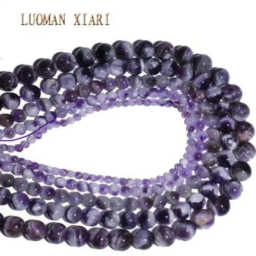 Wholesale Natural Dreamlike Amethysts Crystal Beads Natural Stone Beads For Jewelry Making Diy Necklace 4/ 6/ 8/ 10/12mm 15"