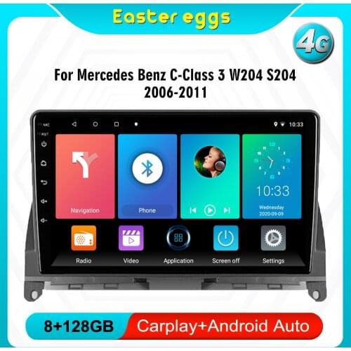 Eastereggs 9'' 2 din Car Multimedia Player Android 8.1 Wifi GPS Autoradio For Mercedes Benz C Class 3 W204 S204 2006 - 2011