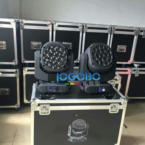 2Pcs + Avec Flight Case 19x15W Bee Eye Moving Head Disko Projector Zoom RGBW LED DMX DJ Beam Spot Stage Mass Effect Party Lights