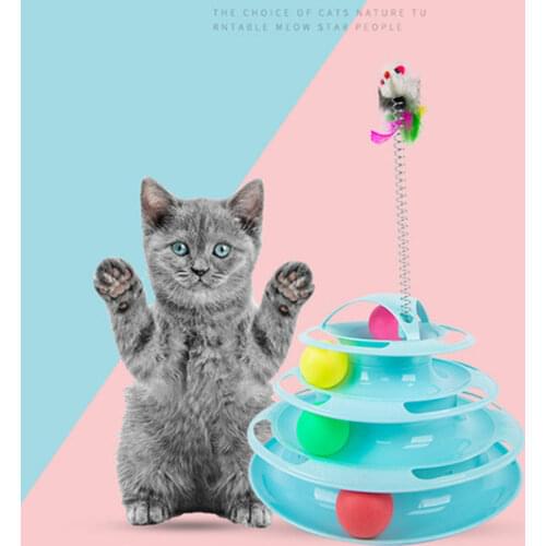 Four Levels Pet Cat Toy Tower Tracks Disc Cat Intelligence Amusement triple Pay Disc Cat Toys Ball Training Amusement Plate