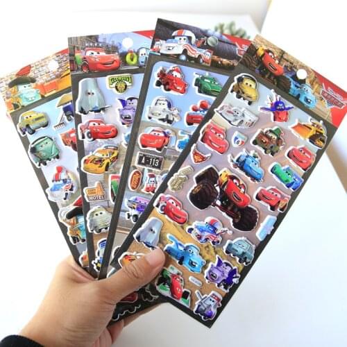 Disney Genuine Pixar Cars McQueen children stickers cartoon stereo 3D stickers toy cute bubble stickers Christmas Birthday Gift