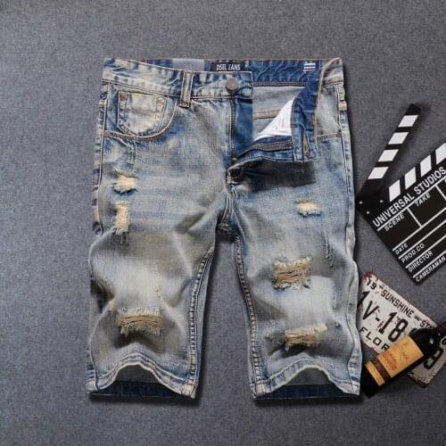 Sumer DESL Jeans Shorts Vintage Rippen Short Jean Fashion Casual Streetwear Hip Hop Hole Denim Man Jeans Brand 2020