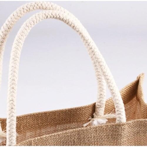Jute Burlap Tote Large Reusable Grocery Bags with Handles Women Shopping Bag 63HC