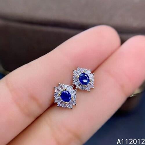 KJJEAXCMY fine jewelry natural sapphire 925 sterling silver noble girl earrings new Ear Studs support test hot selling