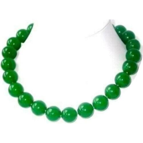 Beautiful GREEN gem 16mm jade Beads Necklace 18"AAA