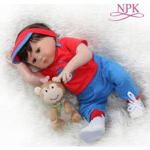 NPK 48CM bebe doll reborn baby boy full body silicone Bath toy 100% hand detailed paiting pinky look