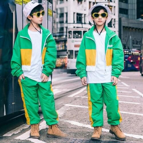 Rave Outfit Hip Hop Dancer Outfit Street Dance Wear Festival Clothing Stage Costume Long Sleeve Boys Clothes Kids Jogger DL7656