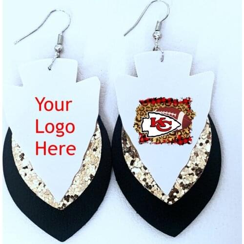 New!! Teardrop Stock Kansas Chiefs Football Fans Arrowhead Faux Leather Earrings Make Your Logo