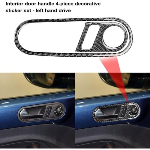 Sturdy 4Pcs Useful Interior Door Handle Frame Trim Cover Carbon Fiber Panel Trim Sticker Easy Installation